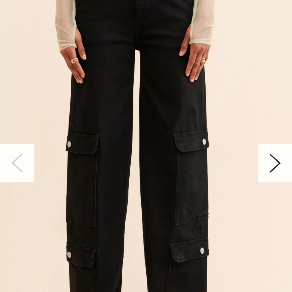 Warp + Weft Black Wide Leg Cargo Jeans Plus Size